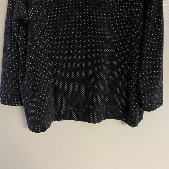 Lands End Womn 2X Black White Polka Dot Quilted Crewneck Pullover Sweatshirt Top - Picture 2 of 10